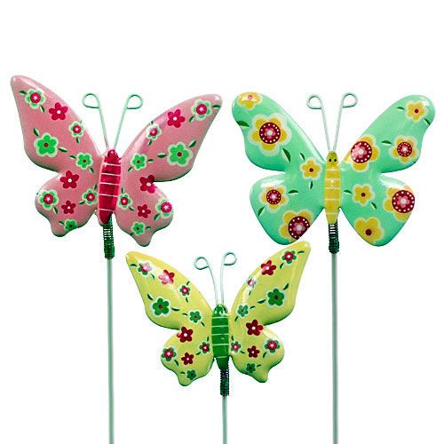 Floristik24 Drugeliai su vielos skarda spalvoti 6cmx5cm L24cm