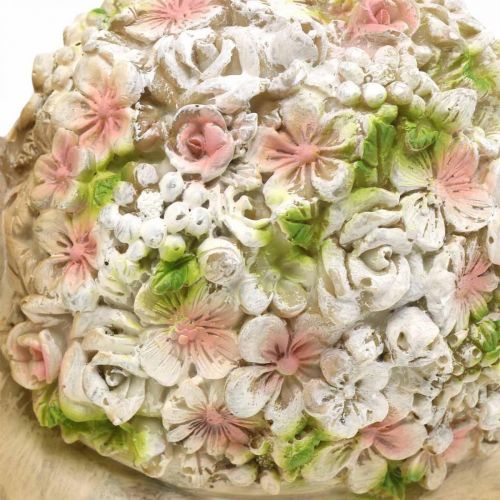 Floristik24 Sraigė su gėlių dekoracija, sodo gyvūnas, dekoratyvinė sraigė, vasaros dekoracija ruda/rožinė/žalia H13,5cm L19cm