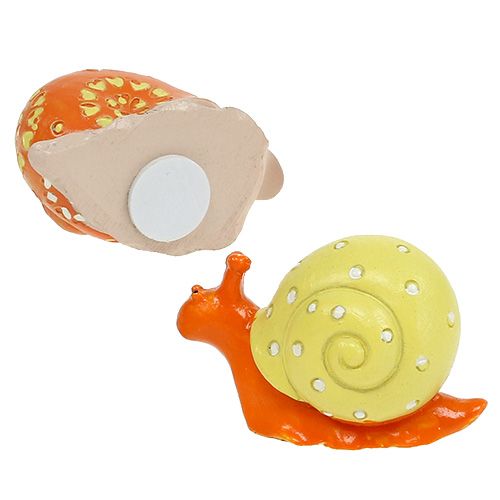 Floristik24 Sraigės su klijų tašku oranžinė, geltona 6cm 12vnt