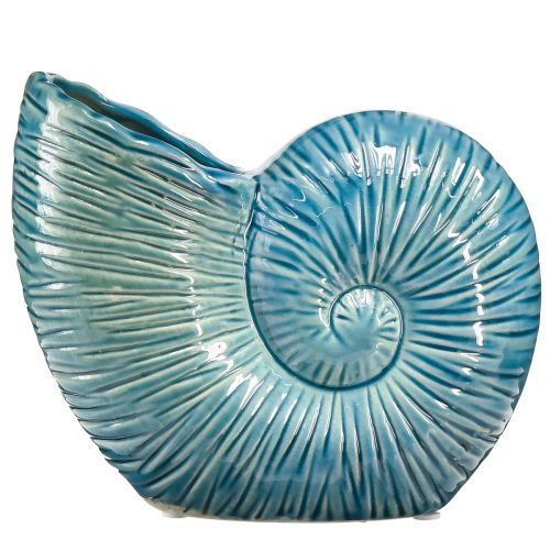 Sraigės dekoratyvinė vaza gėlių vaza mėlyna keramika L18cm