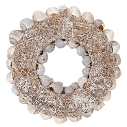 daiktų Sraigių vainikas pakabinimui, dekoratyvinis vainikas, jūrinio stiliaus, Nathai, Ø35cm