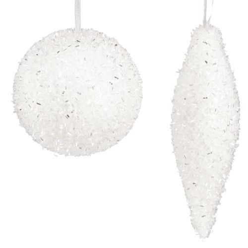 Floristik24 Sniego puošmena Kalėdiniai papuošimai kamuoliukai kūgiai Ø4/8cm 18 vnt