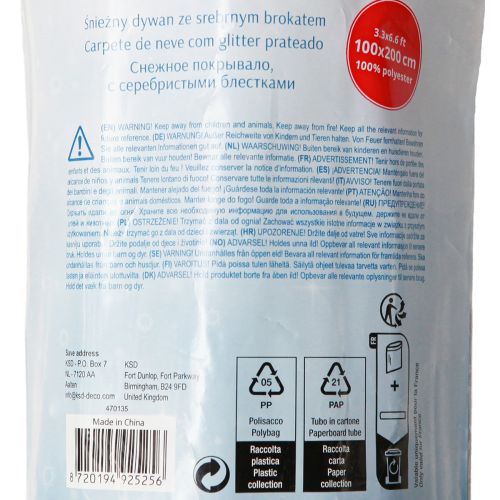 daiktų Sniego antklodė sniego kilimas baltas su žėručiu 100×200cm