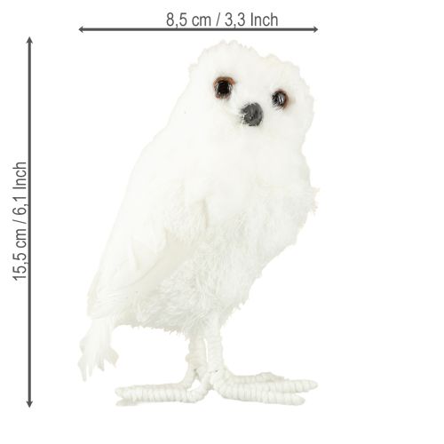 daiktų Snieguolė dekoratyvinė pelėda balta su kailiu ir plunksnomis 15,5 cm 2 vnt.