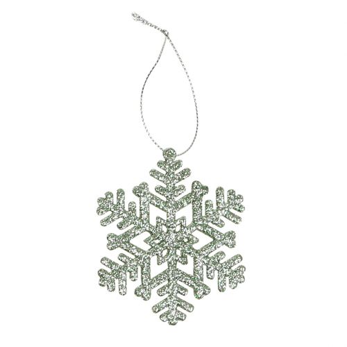 Floristik24 Snaigė Ø8cm mėtų žalia su blizgučiais 12vnt