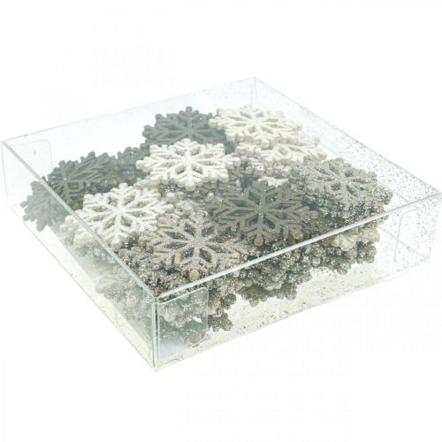 Floristik24 Snaigė natūralus, balto žėručio mišinys Ø4cm 72 vnt