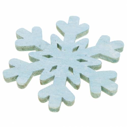 Floristik24 Taškinė dekoracija snaigė mėlyna/pilka/balta 4cm 72 vnt