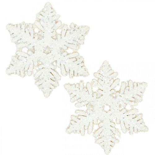 Floristik24 Snaigės medis 4cm baltas su žėručiu 72 vnt