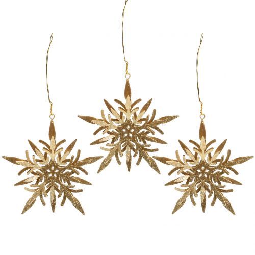 Floristik24 Sniego krištolo auksas 3D 13cm x 12,5cm 3vnt