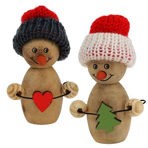 Floristik24 Sniego senio figūrėlės mediena 8cm - 9cm 6vnt
