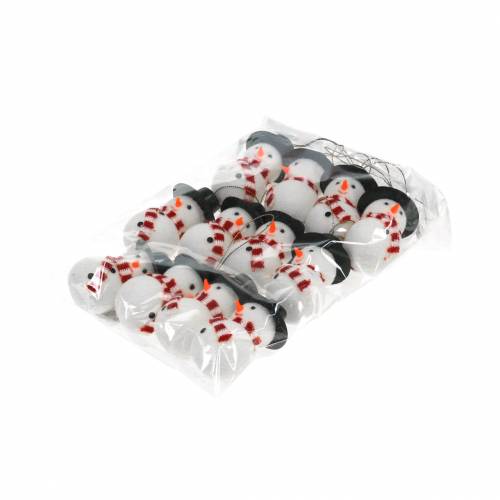 Floristik24 Eglutės puošmena sniego senelis su kepure pakabinimui H8cm 12vnt