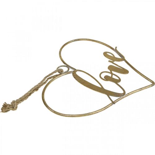 daiktų Raidės Love heart deco metalinis auksinis pakabinimas 27cm