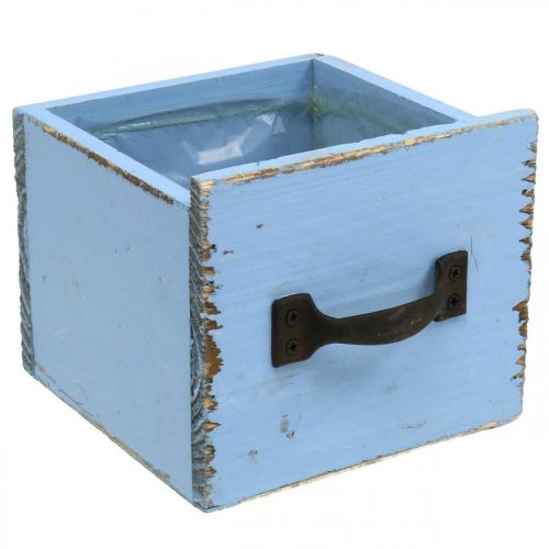 daiktų Augalų dėžutė medinis stalčius šviesiai mėlynas nuskuręs 12,5×12,5×10 cm