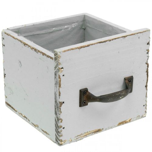 Floristik24 Augalų stalčius skurdus prašmatnus medinis stalčius pilkas 12,5×12,5×11 cm