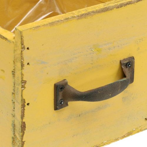Floristik24 Dekoratyvinis stalčius vintažinis vazonas medinis geltonas 12,5×12,5×11 cm