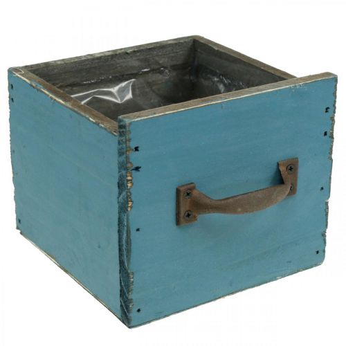 Floristik24 Augalų stalčius mėlyna medžio apdaila shabby chic 12,5×12,5×11 cm
