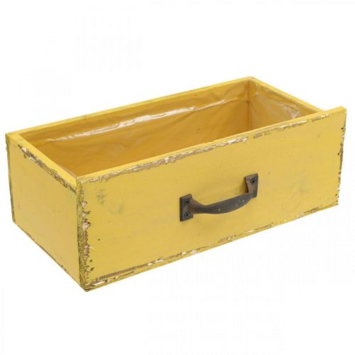 Floristik24 Augalų dėžutė medinis stalčius Shabby Chic Yellow 25x13x9cm