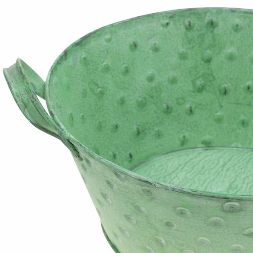 Floristik24 Dekoratyvinis dubuo sodintuvas metalinis žalias skalbtas Ø24cm H10cm