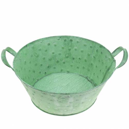 Floristik24 Dekoratyvinis dubuo sodintuvas metalinis žalias skalbtas Ø24cm H10cm