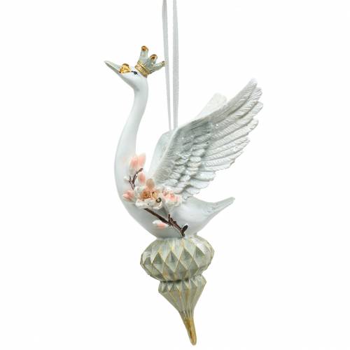 Floristik24 Deco kabykla Kalėdų eglutės papuošalas gulbė 17cm
