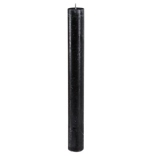 Floristik24 Juodos žvakės vienspalvės lazdelės žvakės 34x300mm 4 vnt