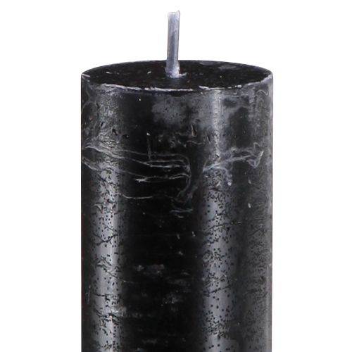 Floristik24 Juodos žvakės vienspalvės lazdelės žvakės 34x300mm 4 vnt