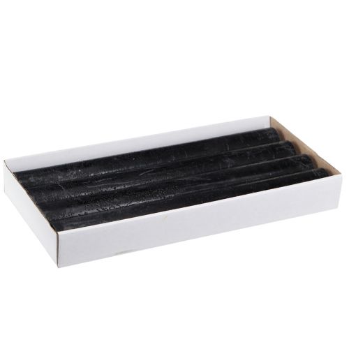 Floristik24 Juodos žvakės vienspalvės lazdelės žvakės 34x300mm 4 vnt