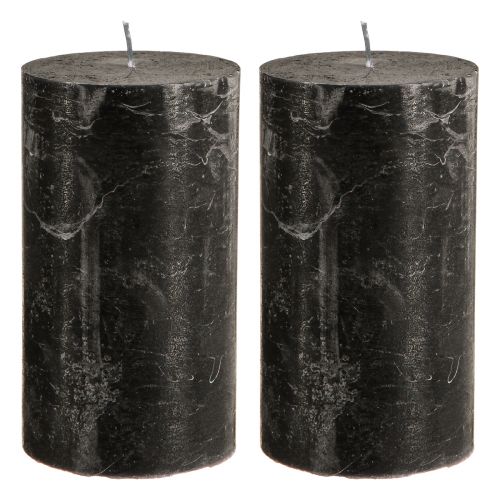 daiktų Juodos žvakės vienspalvės stulpinės žvakės 85×150mm 2 vnt