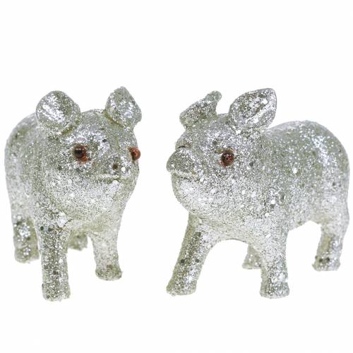 Dekoratyviniai kiaulės blizgučiai sidabriniai 10cm 8vnt