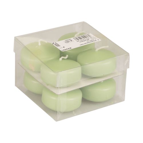 Floristik24 Plaukiojančios žvakės žalios Wenzel žvakės švelniai žalios 30×50mm 8 vnt