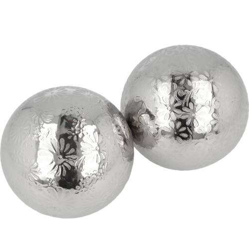 Floristik24 Plaukiojančios rutulinės gėlės sidabrinės metalinės Ø8cm asorti 4vnt