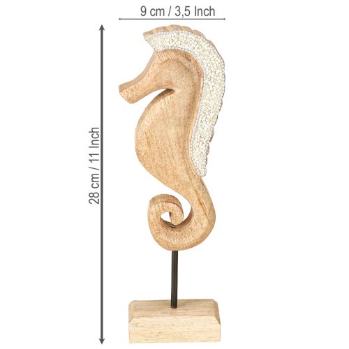 daiktų Jūrų arkliuko apdaila su perlais, jūrinė stalo puošmena, medis, 28 cm