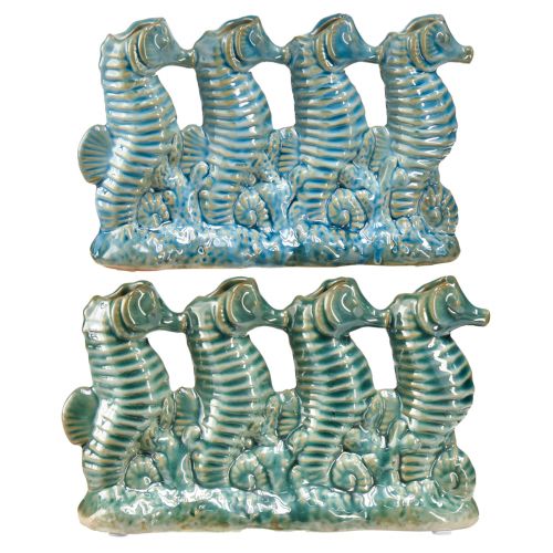 Seahorse keraminė gėlių vaza Mėlyna Žalia L21cm 2vnt