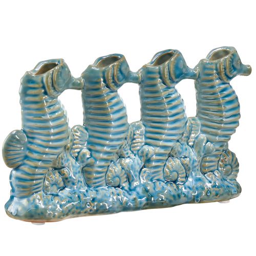 Floristik24 Seahorse keraminė gėlių vaza Mėlyna Žalia L21cm 2vnt
