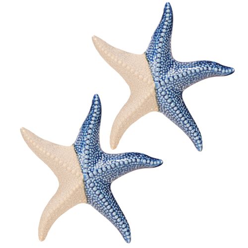 daiktų Starfish porcelianinis smėlio mėlynas stalo dekoravimas jūrinis Ø15cm 2vnt