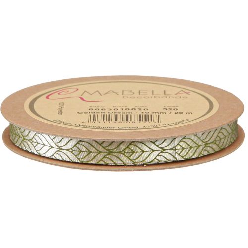 daiktų Šilko juostelė dovanų juostelės lapai smėlio spalvos žalia 10mm 20m
