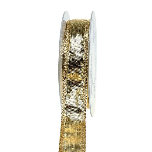 daiktų Kaspinas su vielos kraštu auksinis 25mm 25m