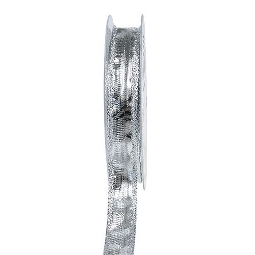 daiktų Deko juostelė sidabrinė su vielos kraštu 15mm 25m