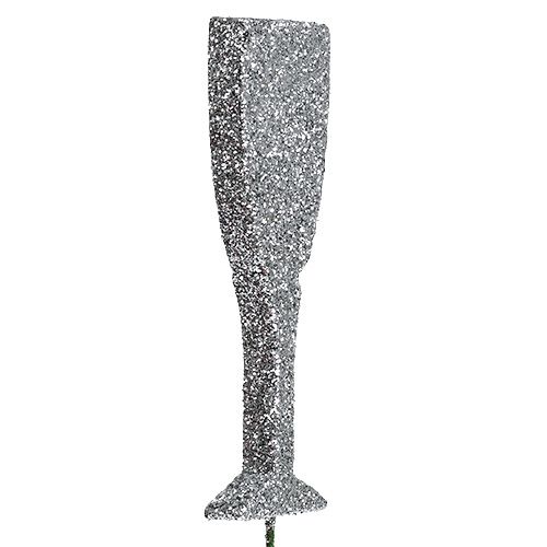 daiktų Šampano taurė su blizgesiu sidabru 8cm L28cm 24vnt