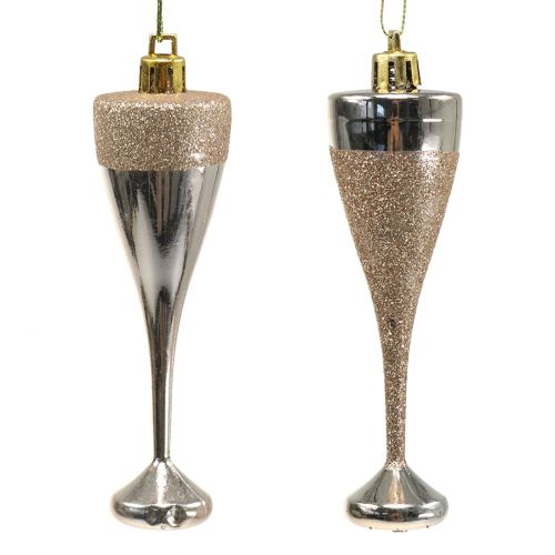 Floristik24 Šampano taurės pakabinti šviesiai auksinės 10cm 8vnt