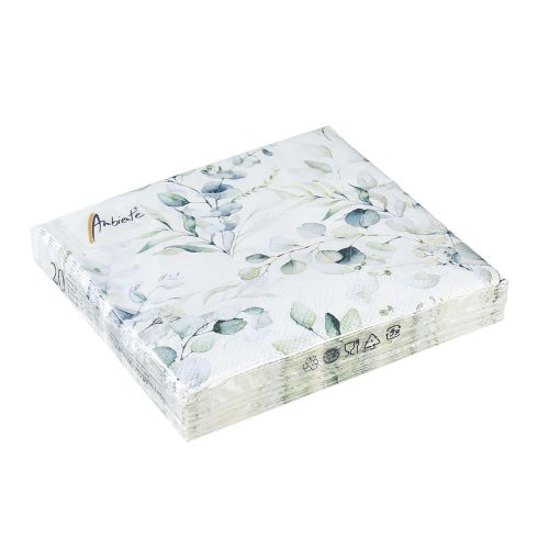 Floristik24 Servetėlės eukalipto dekoratyvinė stalo puošmena balta 25x25cm 20 vnt