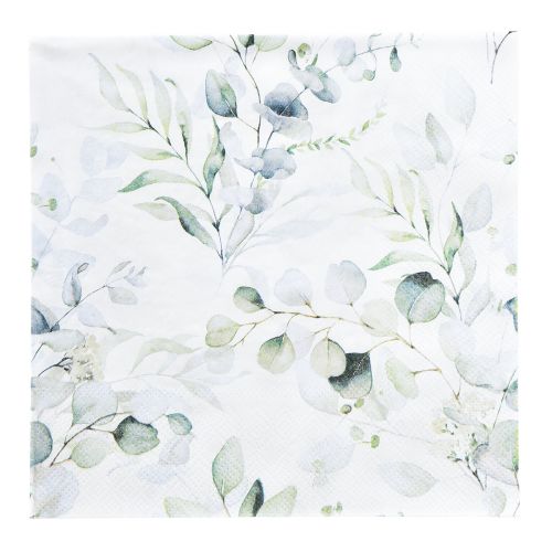 Floristik24 Servetėlių motyvas eukaliptas baltas žalias 33x33cm 20 vnt