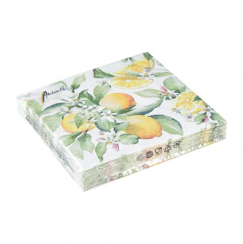 Floristik24 Servetėlės vasarinės stalo dekoracijos citrinos dekoras 25x25cm 20 vnt