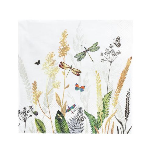 daiktų Servetėlės Summer White Motif Meadow Colored 25x25cm 20vnt