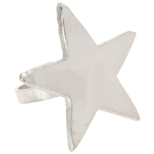 Floristik24 Servetėlių laikikliai žvaigždės formos servetėlių žiedai sidabro spalvos, metaliniai, 7 cm, Ø4 cm, 4 vnt.