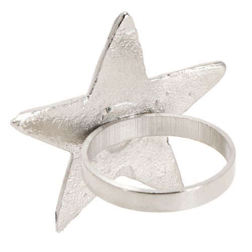 daiktų Servetėlių laikikliai žvaigždės formos servetėlių žiedai sidabro spalvos, metaliniai, 7 cm, Ø4 cm, 4 vnt.