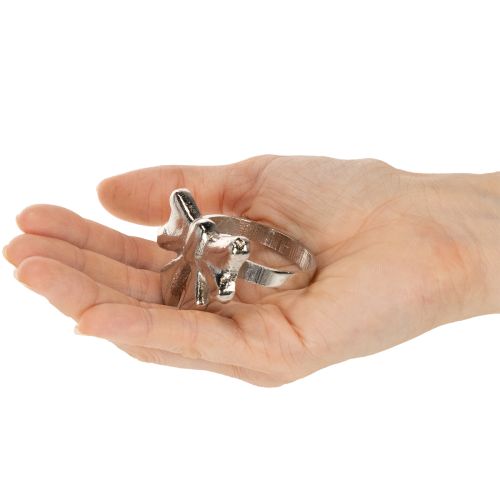 Servetėlių žiedai su kaspinu, metaliniai, blizgančio sidabro spalvos, 5 cm, 4 vnt. | Floristik24.lt