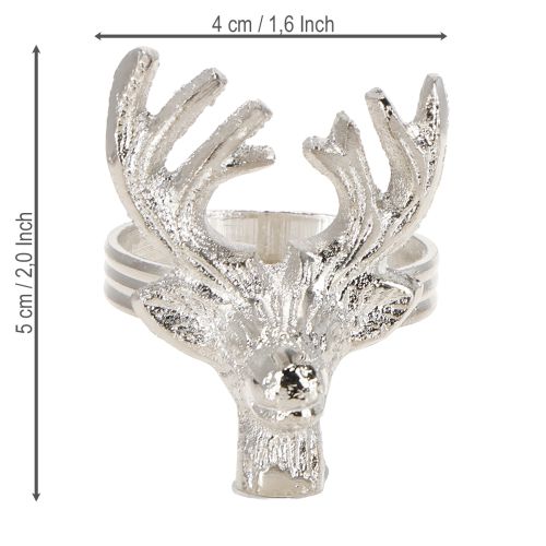 daiktų Servetėlių žiedai, sidabriniai, elnio formos, metaliniai servetėlių laikikliai, Ø4cm, 4 vnt.