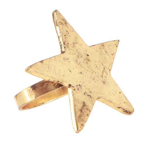 Floristik24 Servetėlių žiedai star gold antique look metal 6.5cm Ø4cm 4 vnt
