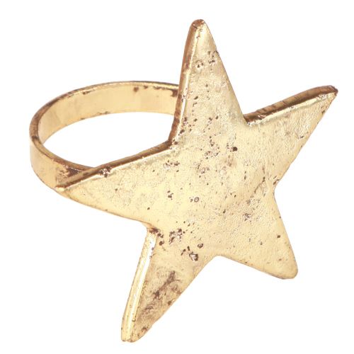 Floristik24 Servetėlių žiedai star gold antique look metal 6.5cm Ø4cm 4 vnt